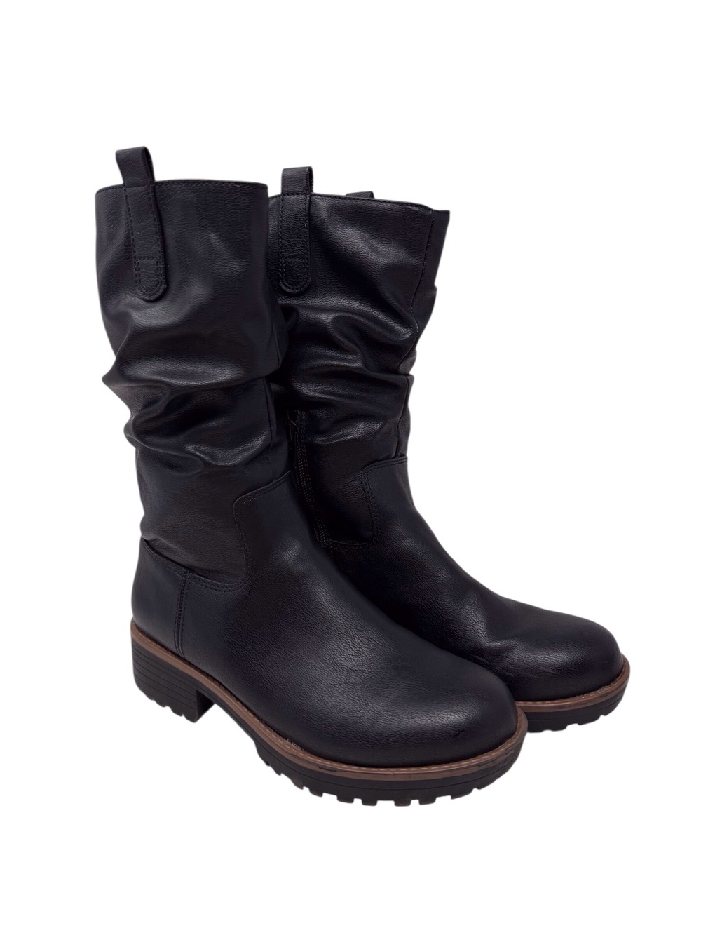 Sun + Stone black Nelliee black slouch boots with  lug sole women’s size 8 EUC